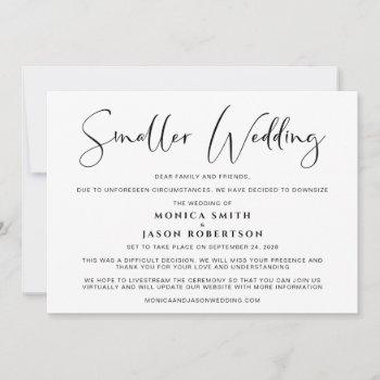 Small Smaller Downsized Wedding Change Of Plans Elegant Announcement Front View