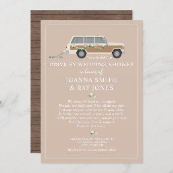 social distancing drive by wedding shower wood suv invitation