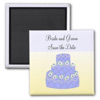 soft blue cake save the date magnet