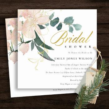 soft blush floral bunch watercolor bridal shower invitation