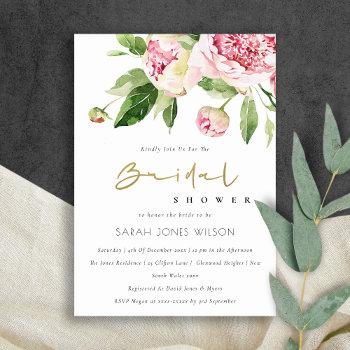 Small Soft Blush Floral Peony Watercolor Baby Shower Front View