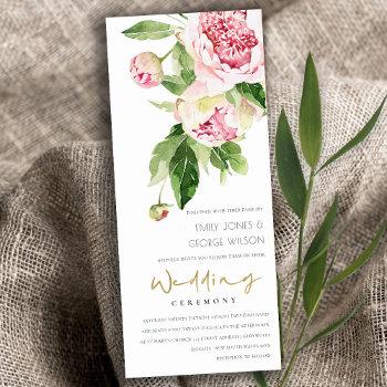 soft blush green floral peony watercolor wedding invitation