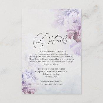 Small Soft Pastel Purple Dusty Blue Floral Details Enclosure Card Front View