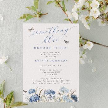 something blue flowers & butterflies bridal shower invitation