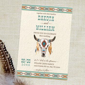 southern western boho tribal ranch wedding  invitation