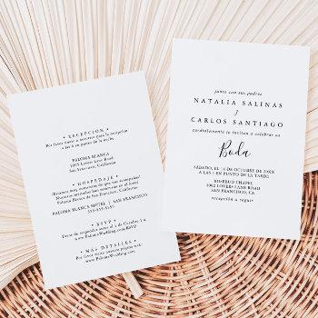 spanish front & back wedding invitation