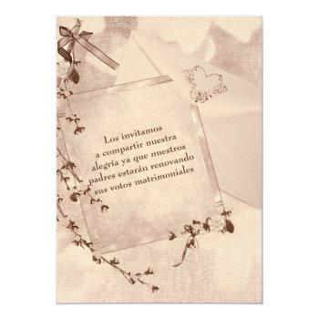 Small Spanish Text Wedding Vow Renewal Invite Front View