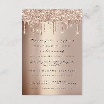 Small Spark Glitter Drips Rose Gold Baby Sweet 16th Front View