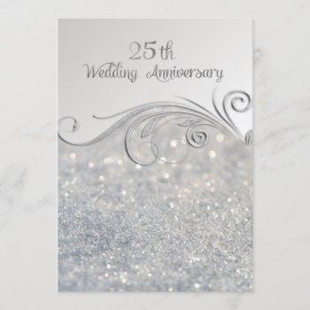 sparkle silver 25th wedding anniversary invitation