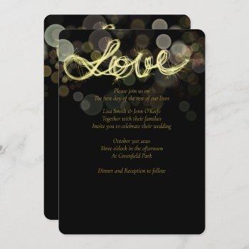 sparkler writing love wedding invitations