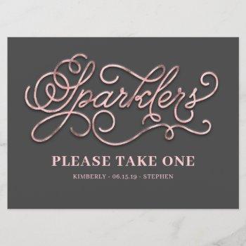 Small Sparklers Sign Wedding Table Card Front View