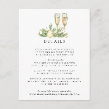 Small Sparkling Cheer | Winter Greenery Wedding Details Enclosure Card Front View