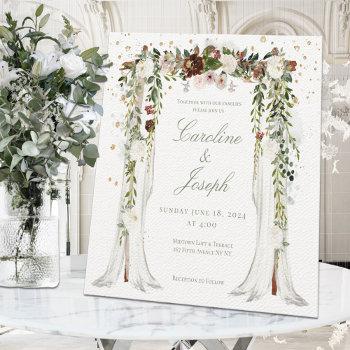 sparkling gold floral chuppah canopy wedding  invitation