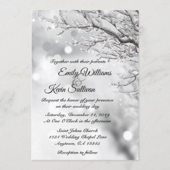 sparkling snow and ice winter wedding invitation