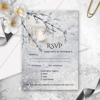 Small Sparkling Snow Winter Wedding Rsvp Front View