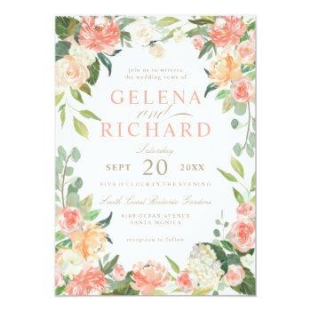 Small Spring Blush And Peach Watercolor Florals Wedding Front View