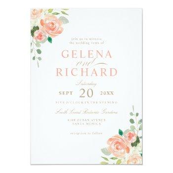 Small Spring Blush Peach Watercolor Floral Wedding Front View