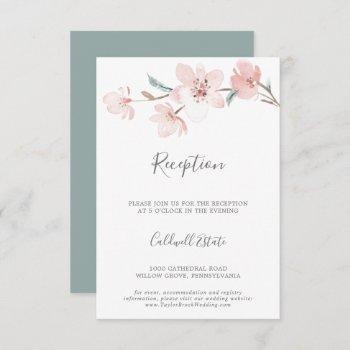 Small Spring Cherry Blossom Reception Insert Card Front View