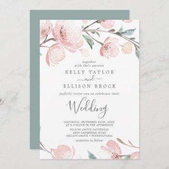 spring cherry blossom wedding invitation