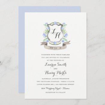 spring floral crest wedding invitation