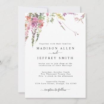 spring meadow wildflowers wedding invitation