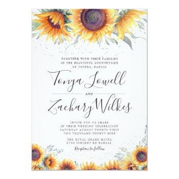 Small Spring Sunflower Bloom Wedding Invite Front View