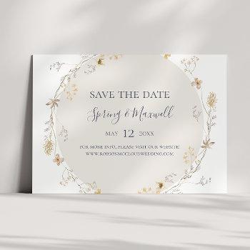 Small Spring Wildflower | White Horizontal Save The Date Front View