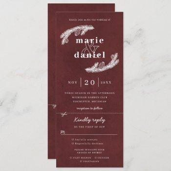 spruce on red wedding invitation w rsvp attached
