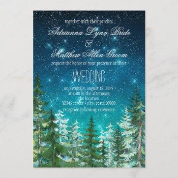 star light night forest tree wedding invitations