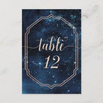 Small Star Sky Celestial Galaxy Wedding Table Numbers Front View