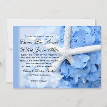 Small Starfish And Hydrangea Tropical Blue Wedding Front View