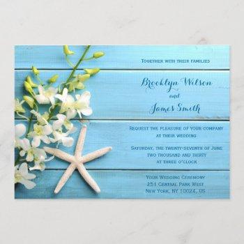 Small Starfish Beach Wedding  With Orchid Front View