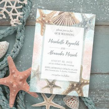 Small Starfish Seashells Tropical Beach Wedding Front View