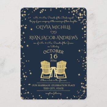 starry night adirondack chairs beach wedding invitation