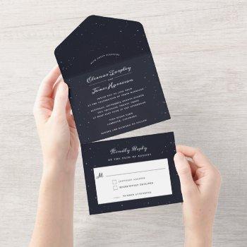 starry night all in one wedding invitation