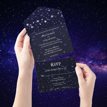 starry night all in one wedding invite