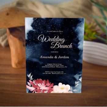 starry night floral wedding brunch invitation