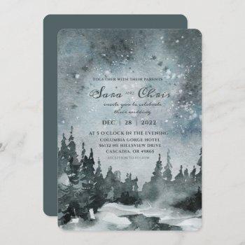 starry night | forest watercolor wedding invitation