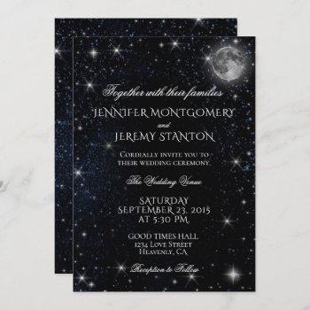 starry night moon wedding invitation