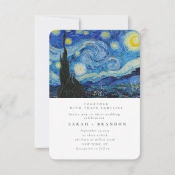 starry night old painting wedding invitation