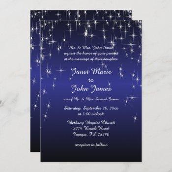 starry night wedding in dark blue invitation