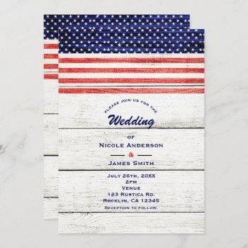 Small Stars & Stripes White Rustic Wood Patriotic Party Front View