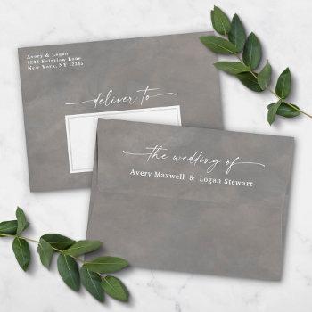 Small Stone Gray Watercolor A7 Wedding  Envelope Front View