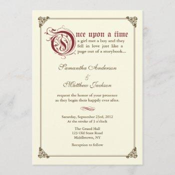 storybook fairytale wedding invitation - burgundy