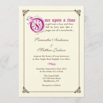 storybook fairytale wedding invitation - magenta