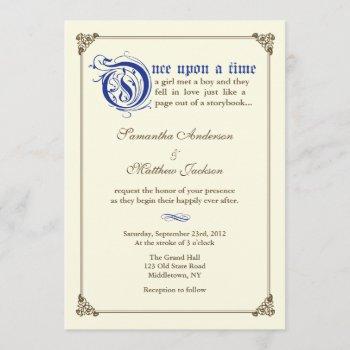 storybook fairytale wedding invitation -royal blue