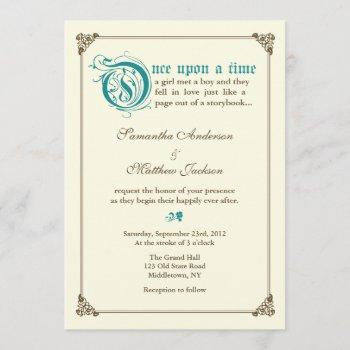 storybook fairytale wedding invitation - teal