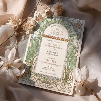 strelitzia wedding invitations art nouveau mucha