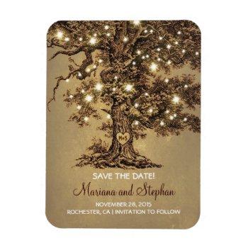 Small String Lights Tree Rustic Save The Date Magnet Front View