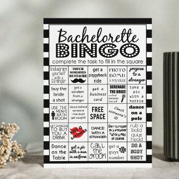striped bachelorette bingo, party game, challenge invitation